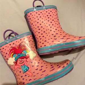Trolls Pink and Purple Heart Rain Boots